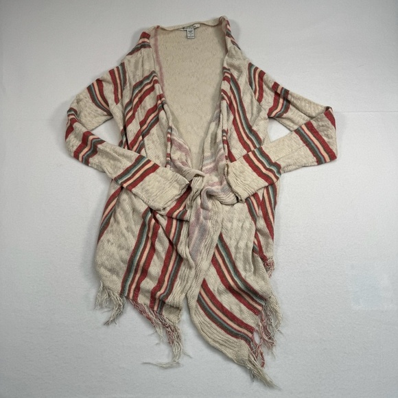 American Rag Striped Open Cardigan Womens Size S Boho Finge - Picture 1 of 7